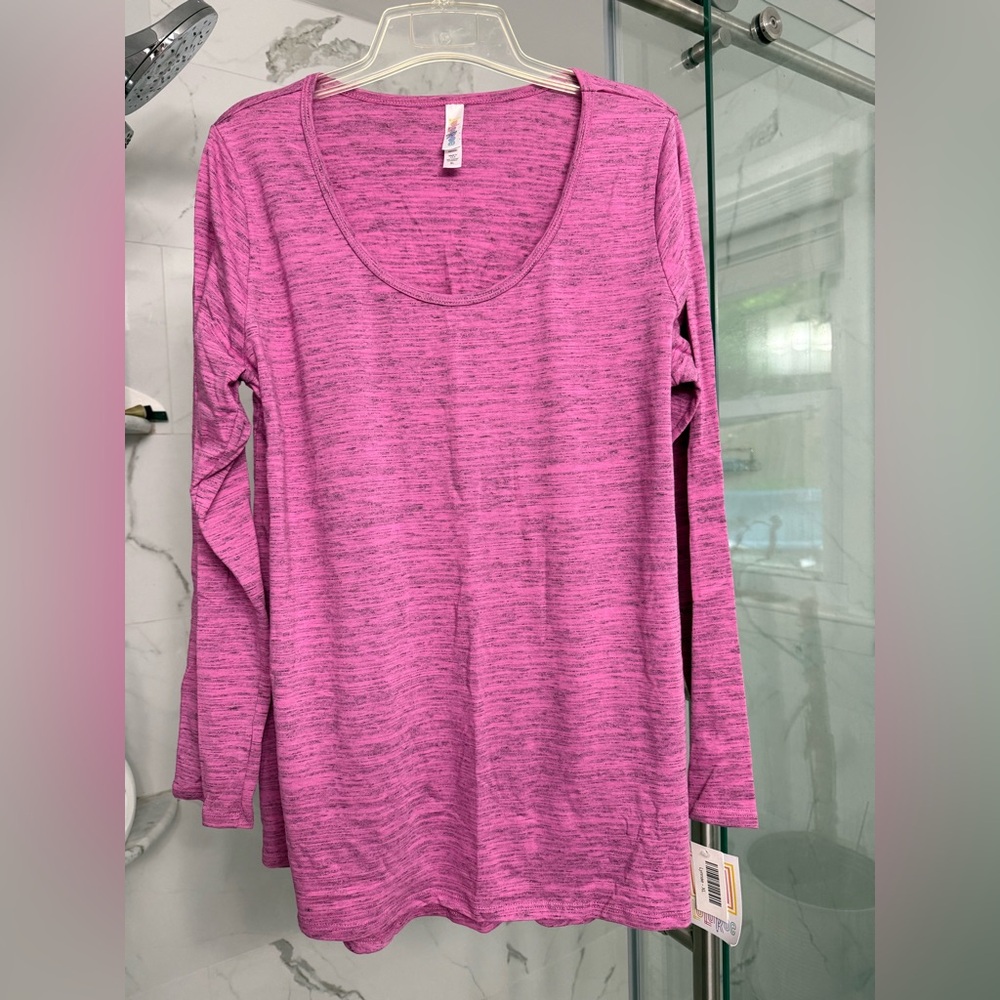 LuLaRoe Pink Heather Scoop Neck Long Sleeve Top